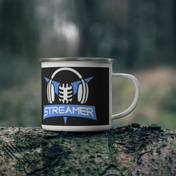 Streamer Headphones and Mic Enamel Camping Mug