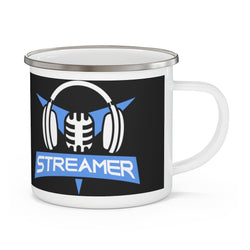 Streamer Headphones and Mic Enamel Camping Mug