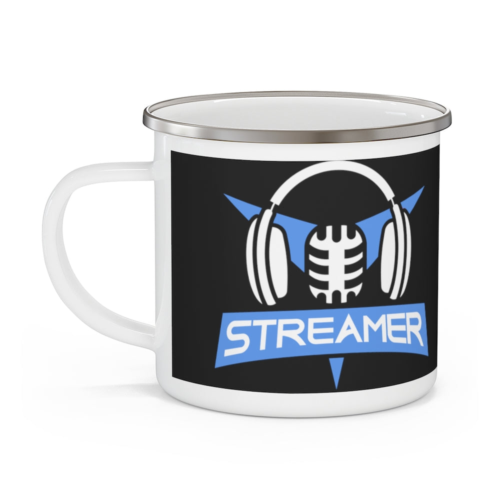 Streamer Headphones and Mic Enamel Camping Mug